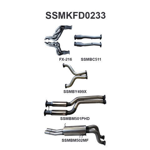 FG 5.0L V8 Ute 3in Dual With Extractors Hotdog/Muffler