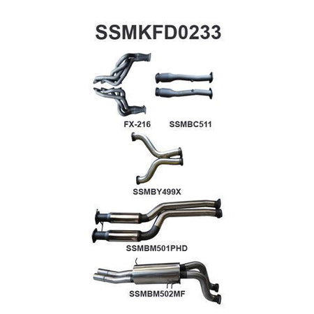 FG 5.0L V8 Ute 3in Dual With Extractors Hotdog/Muffler
