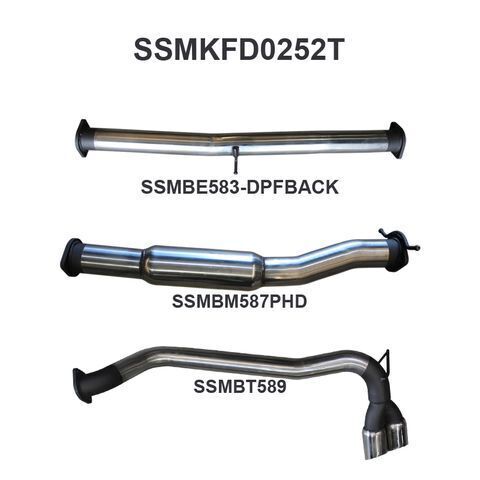 Ford PX2 Ranger 3in DPF Back Twin Tip Side Exit