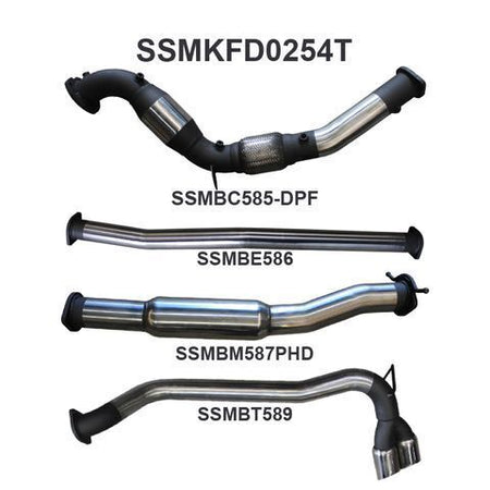 Ford PX2 Ranger 3.2L Turbo Back With Cat, Hotdog Twin Tip Side Exit