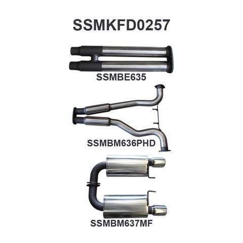 FORD MUSTANG V8 FM 2015 - 2017 3in DUAL CATBACK WITH CENTRE HOTDOG AND REAR MUFFLERS WITH TWIN TIPS