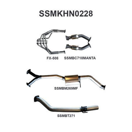 VU VY VZ V8 Ute 3in Single With Extractors Muffler/Tailpipe