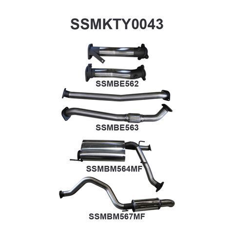 VDJ200 2.5in NO Cat Muffler Centre & Rear, Dump Tip