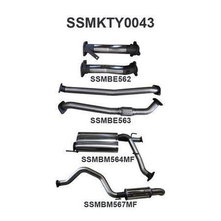 VDJ200 2.5in NO Cat Muffler Centre & Rear, Dump Tip