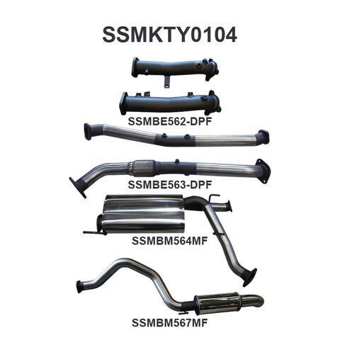 VDJ200 DPF 2.5in NO Cat Muffler Centre & Rear, Dump Tip