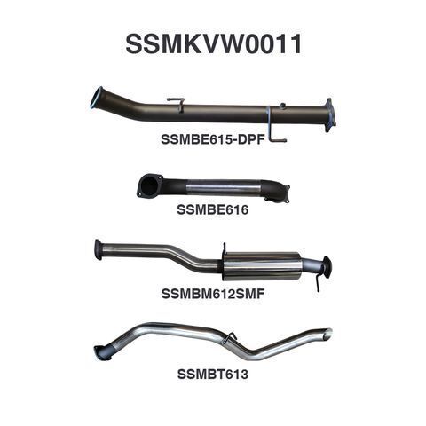 V6 Amarok 3in DUMP PIPE BACK With Small Muffler Extended Tailpipe