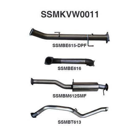V6 Amarok 3in DUMP PIPE BACK With Small Muffler Extended Tailpipe